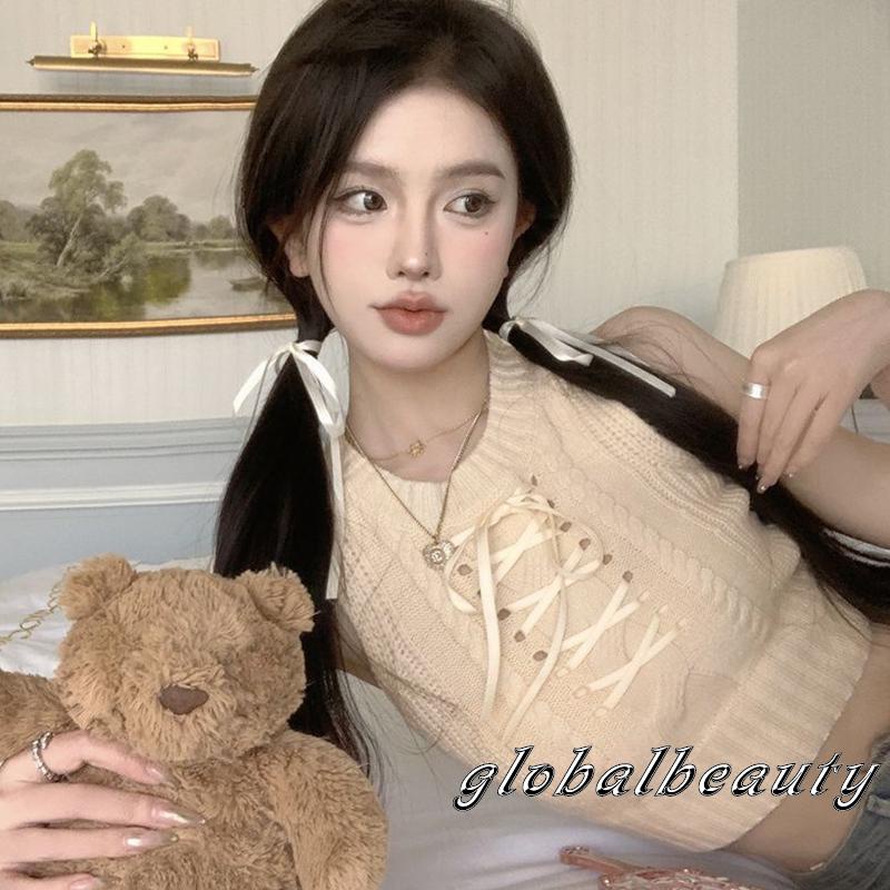 Áo Croptop Dệt Kim Sát Nách Cổ Tròn Màu Sắc Đơn Giản Cho Nữ