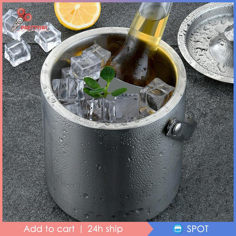 Xô Đựng Đá Giữ Nhiệt Bằng Thép Không Gỉ Hai Lớp Prettyia1 1.6L