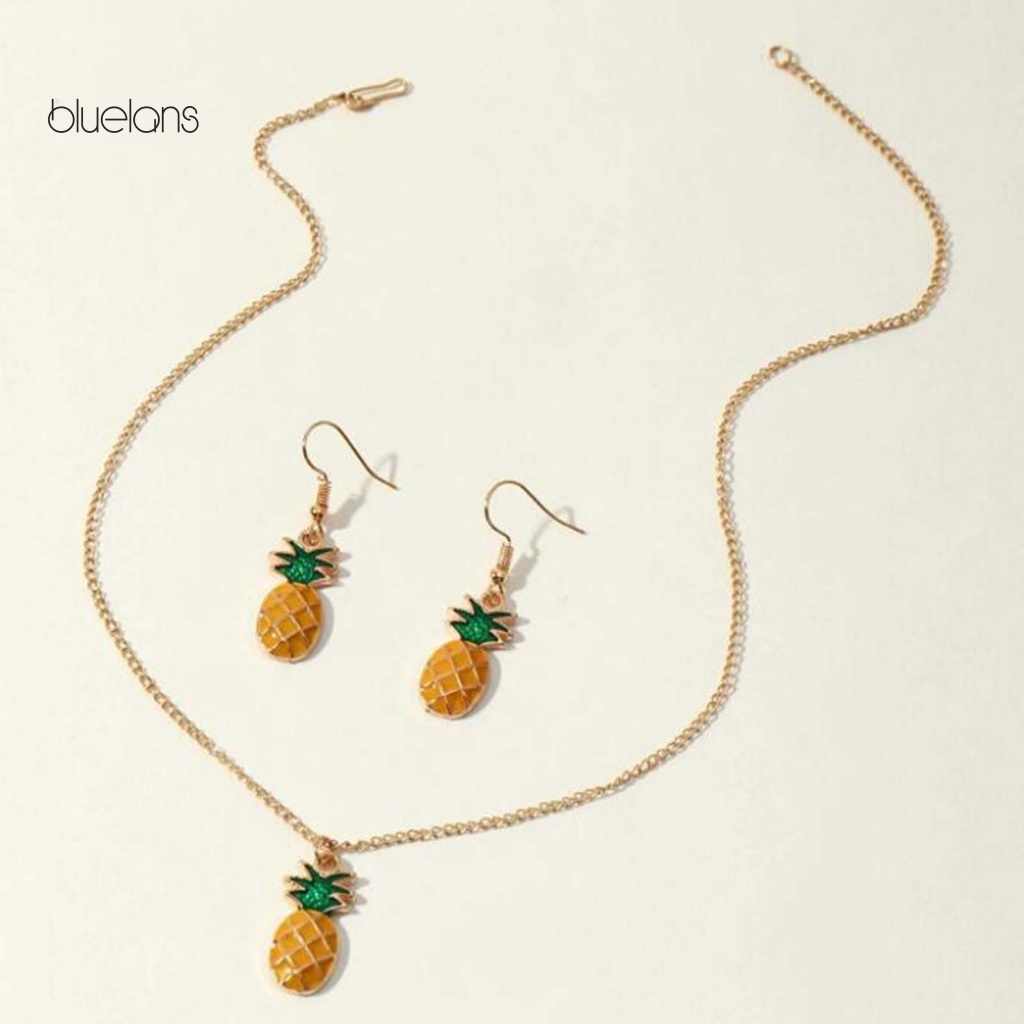 Bộ Trang Sức 2 Món Gồm Vòng cổ / Bông Tai Hình Quả Dứa Bằng Hợp Kim Dễ Thương