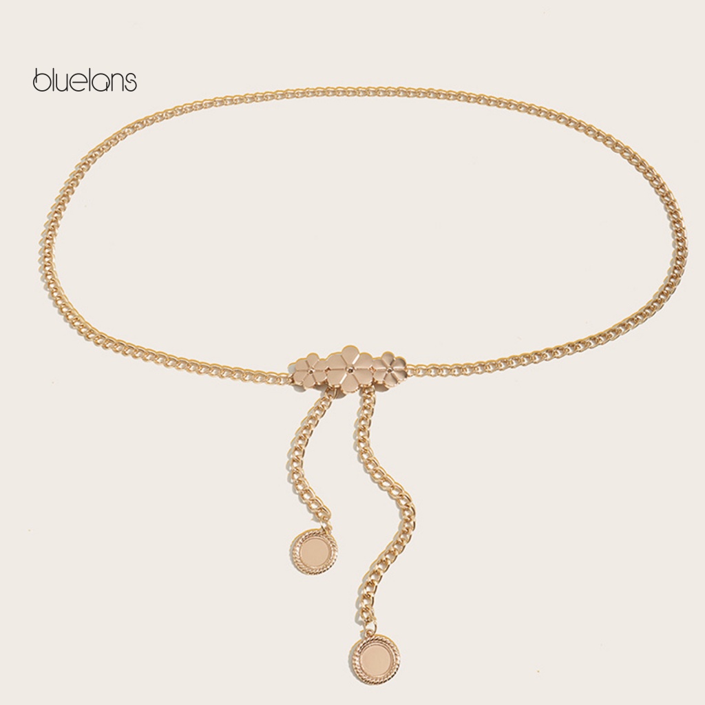 Thắt Lưng Dây Xích Mặt Tròn In Hoa Dễ Phối Đồ Thời Trang Cho Nữ