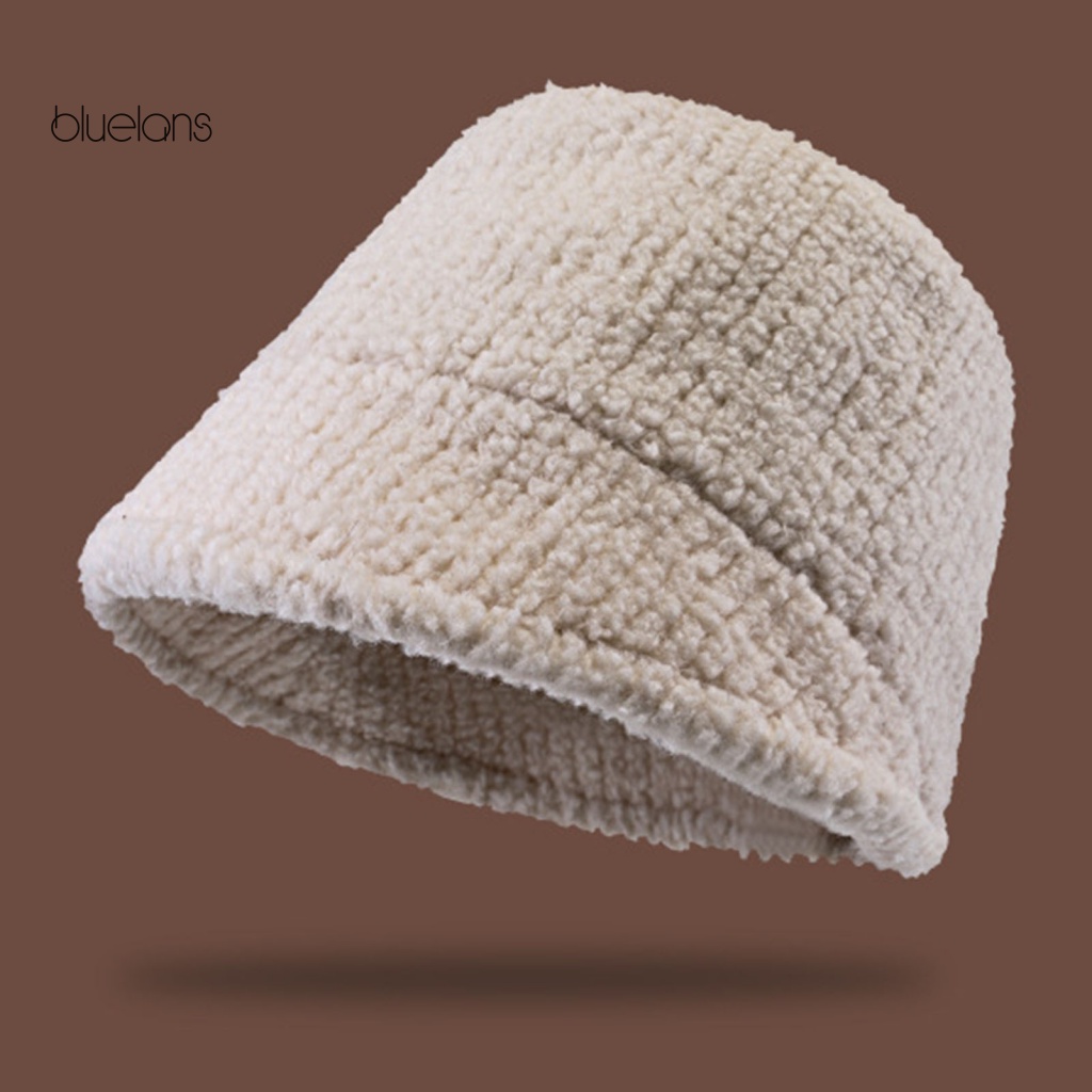 Mũ Bucket Dệt Kim Mềm Mại Chống Lạnh Không Vành Màu Trơn Kiểu Hàn Quốc