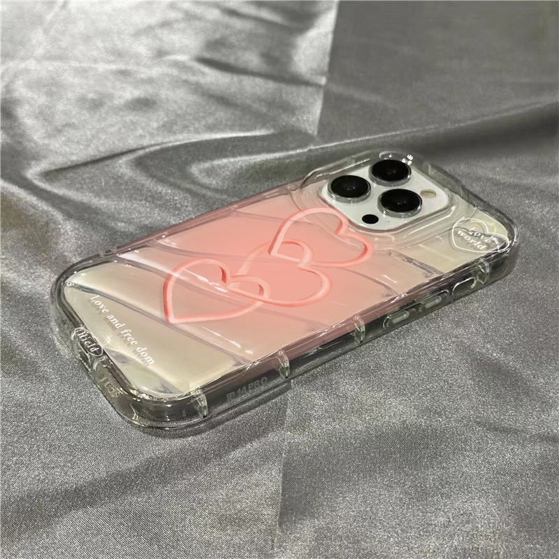 Ốp Điện Thoại Mềm Trong Suốt Họa Tiết Trái Tim Dễ Thương Cho Iphone 14Promax 1312 / 11 7 / 8plus xr / sins KDQP