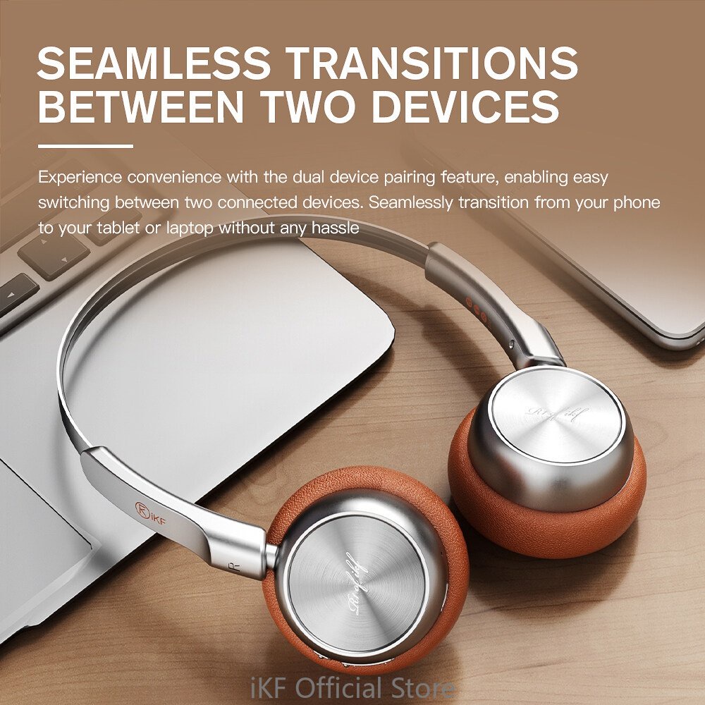 Tai Nghe Không Dây iKF R1 Kết Nối Bluetooth 5.3 Âm Thanh HiFi 60 Tiếng Tích Hợp Micro Phong Cách Retro