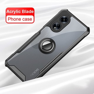 OPPO A5 Pro A6X A98 A78 A58 A77S Reno 8T 10 8 Pro Plus 5G Vỏ chống sốc Acrylic trong suốt Vòng đứng Bảo vệ Camera Fundas