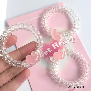 🌺🌺dây cột tóc trong suốt họa tiết trái tim nhỏ xinh cho nữ