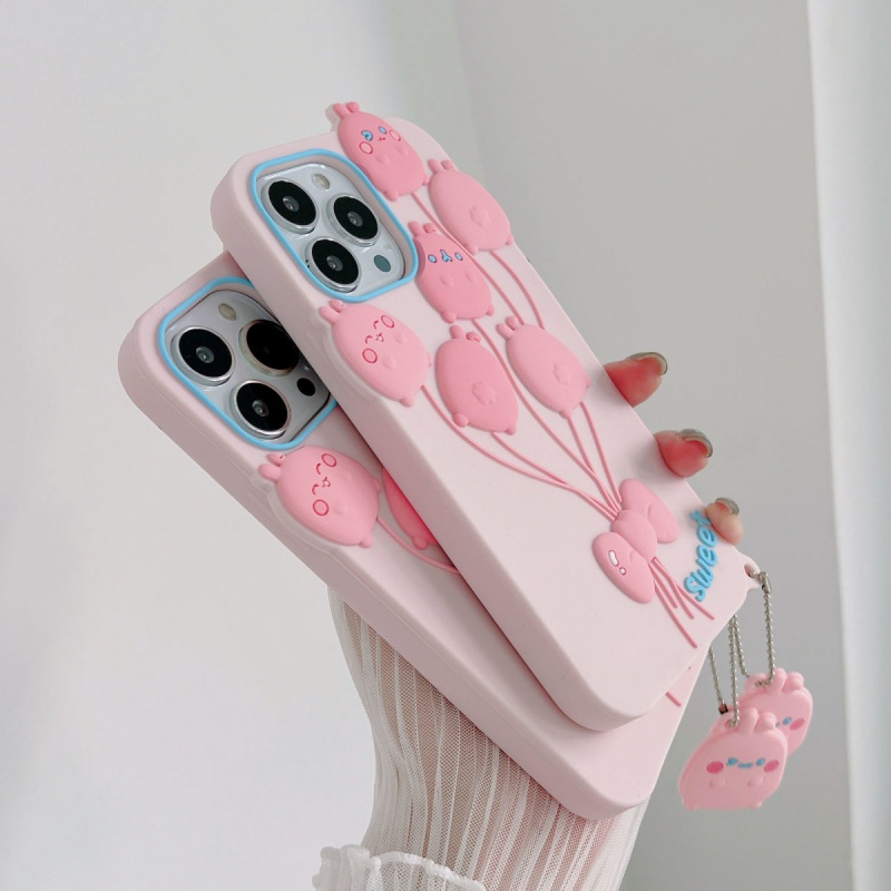 Ốp Điện Thoại Mềm In Hình Thỏ Và Bong Bóng Cho Iphone 14 Pro max 13 Pro max 12 / 11 Pro XS / Xr / 78P