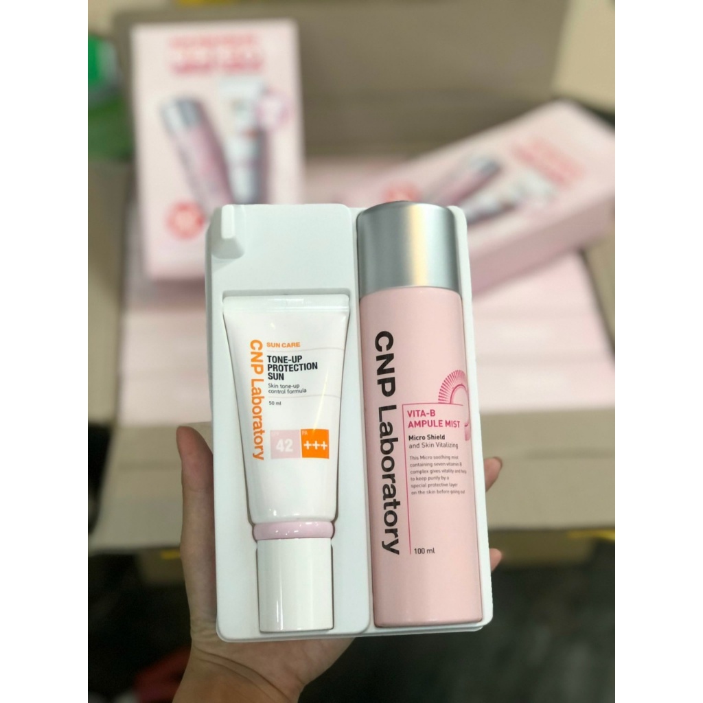 Set Kem Chống Nắng CNP Tone Up 50ml + Xịt Khoáng CNP 50ml
