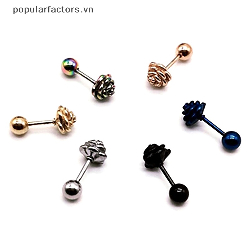 Khuyên Tai Hình Quả Tạ Bằng Thép Không Gỉ Nhiều Màu Sắc Thời Trang