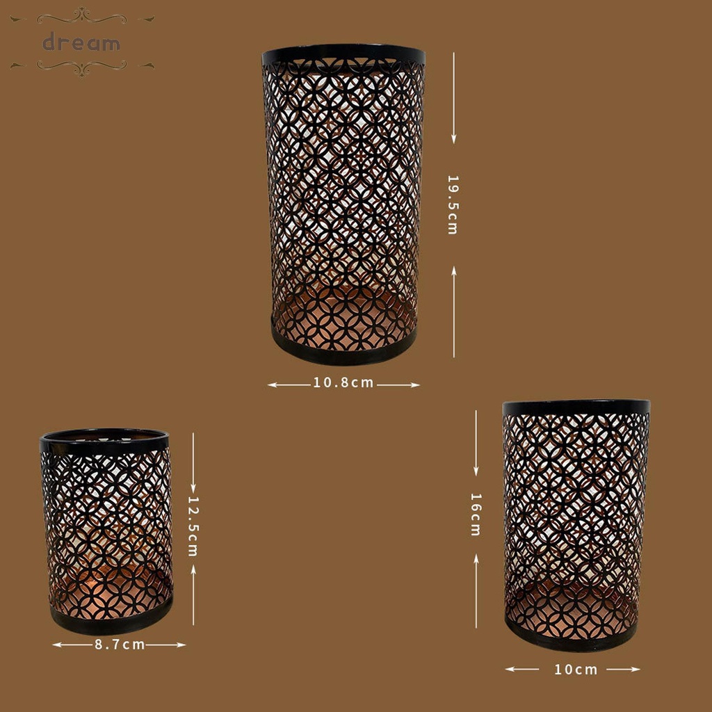 【DREAMLIFE】Candle Base 3 Size 3pcs/set Black Decor Hollow Iron Candle Accessories