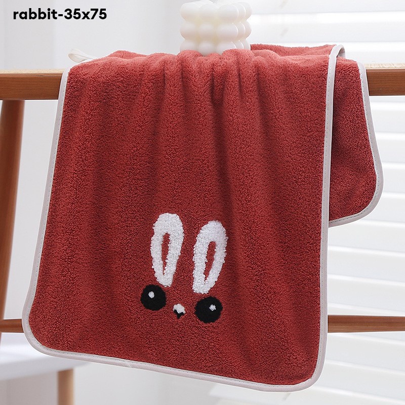 Phim hoạt hình động vật san hô nhung thêu khăn tắm khăn tắm trang chủ khăn tắm mềm hàng ngày