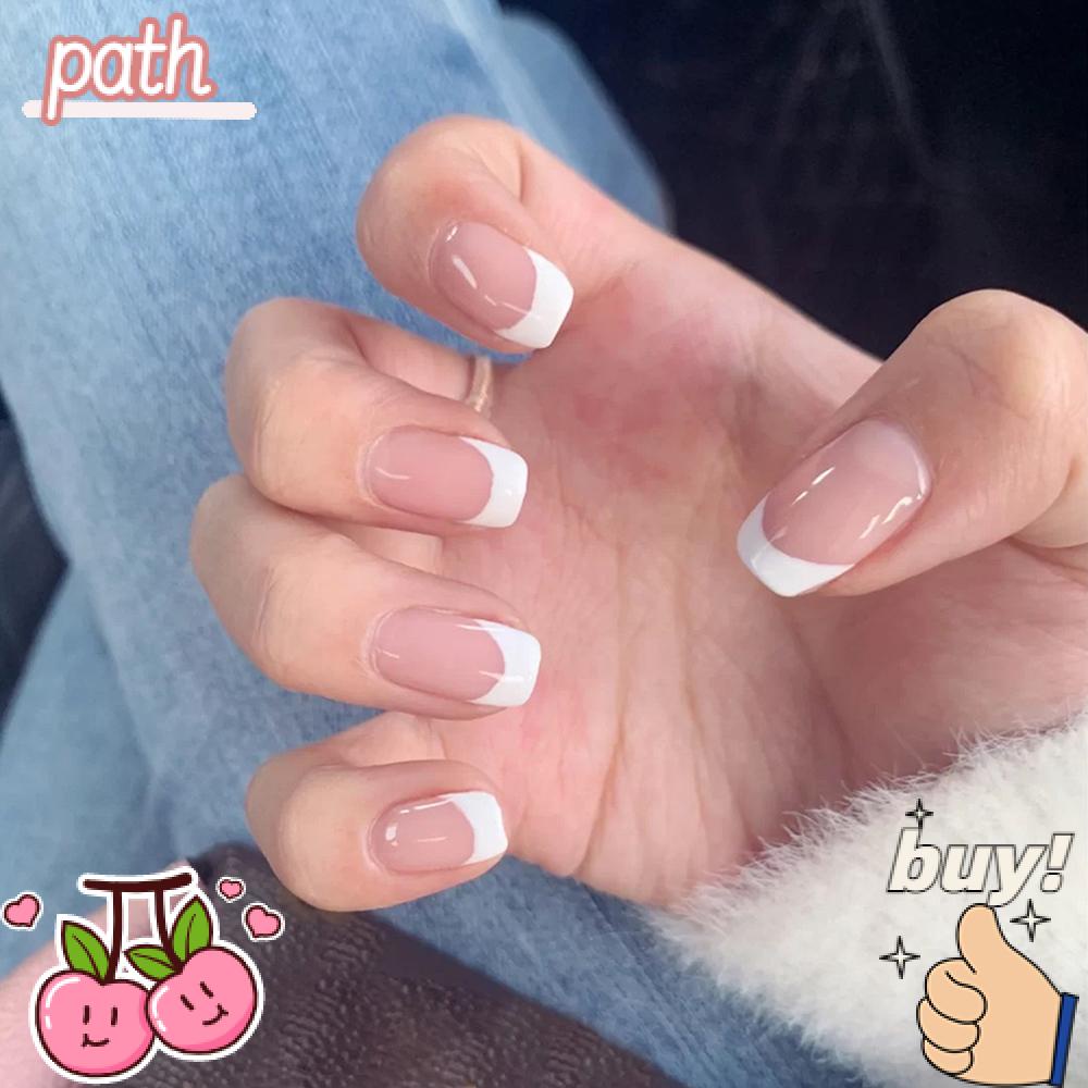 PATH Hộp 24 Móng Tay Giả Ngắn Phong Cách Pháp Thời Trang