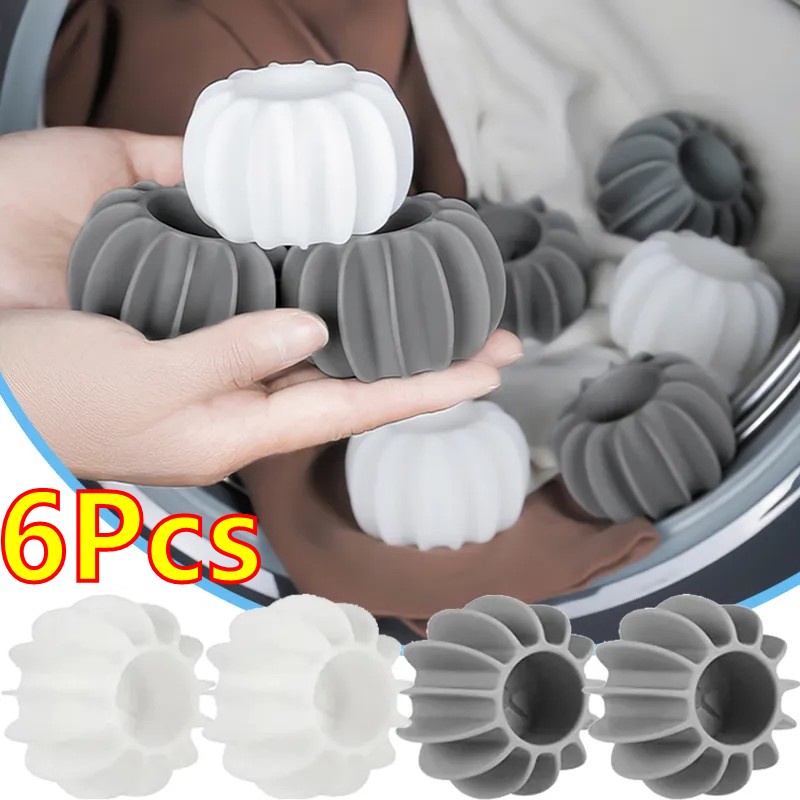Set 6 Quả Bóng Giặt Đồ Bằng Silicone Chống Rối / Bụi Bẩn Có Thể Tái Sử Dụng