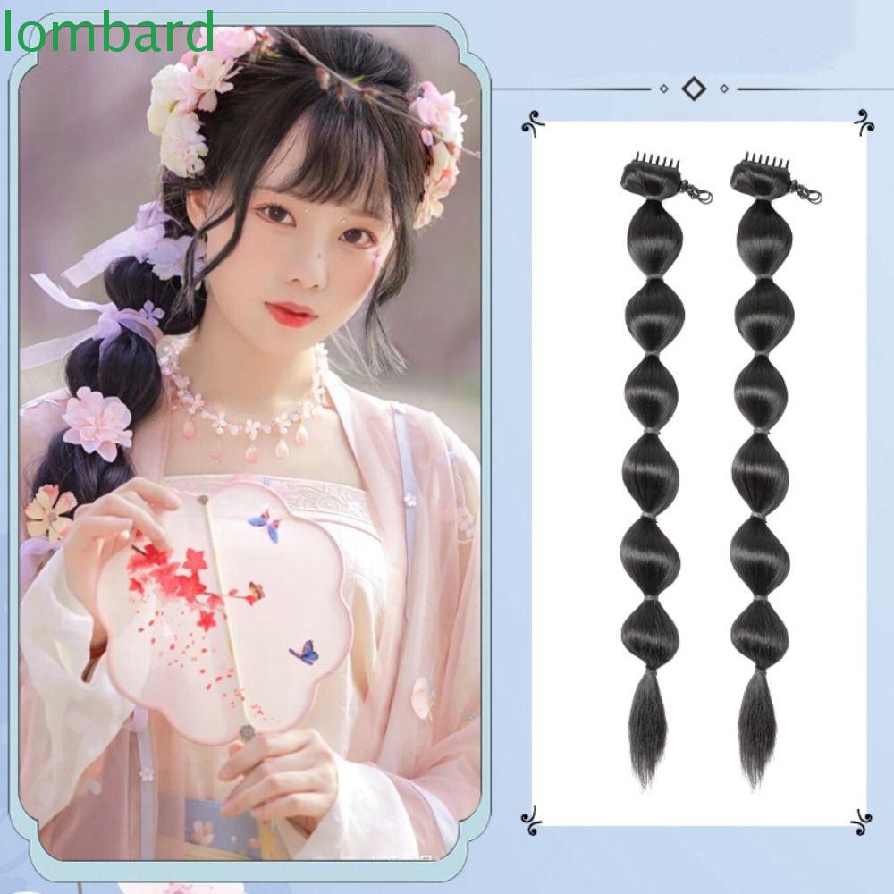 LOMBARD Bộ Tóc Giả Bằng Sợi Tổng Hợp Dùng Hóa Trang Phong Cách Trung Hoa