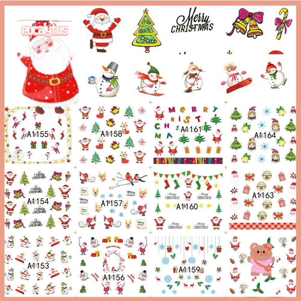 EUTUS Set 4 Tấm Hình Dán Móng Tay Chủ Đề Giáng Sinh Thời Trang