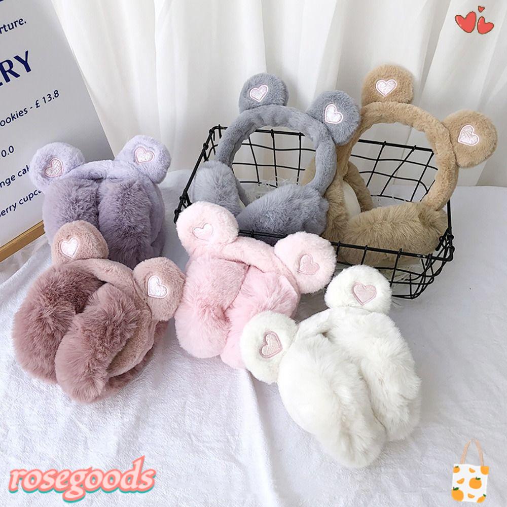 ROSE Chụp Tai Bằng Lông Nhung Dày Dặn Mềm Mại Giữ Ấm Cho Bé Sự