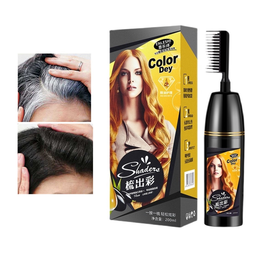 LƯỢC NHỘM ĐEN TÓC THÔNG MINH - -Lượt CHẢI Nhuộm Tóc Đen - DẦU GỘI NHUỘM TÓC BẠC 250ml ( AN TOÀN SỨC KHỎE )