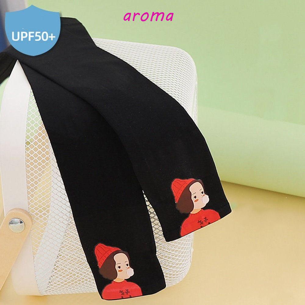 AROMA Găng Tay Chống Nắng Tia UV Co Giãn In Họa Tiết Hoạt Hình Dễ Thương Cho Nữ