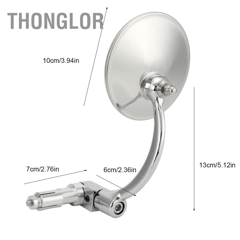 Thonglor 1 Vintage Thép Không Gỉ Xe Máy Đổi Đua Gương Chiếu Hậu Phản Quang Mặt