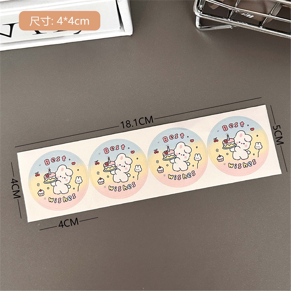 Miếng Dán Hình Tròn Họa Tiết Hoạt Hình Chú Chó Dễ Thương Chống Thấm Nước Dùng Trang Trí Gói Quà Tiện Dụng