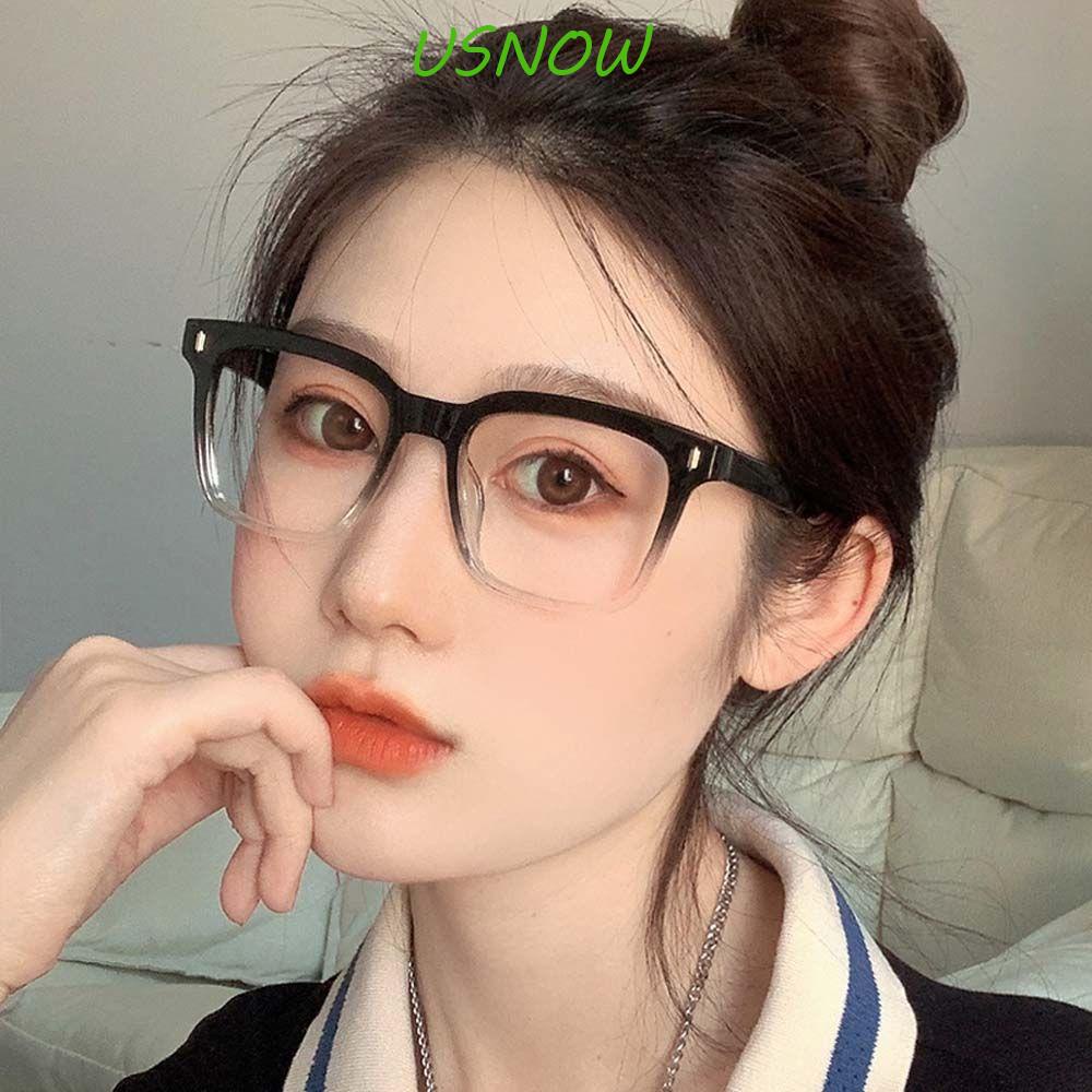 USNOW Kính Mát Gọng Vuông Trong Suốt Họa Tiết Da Báo Phong Cách Vintage