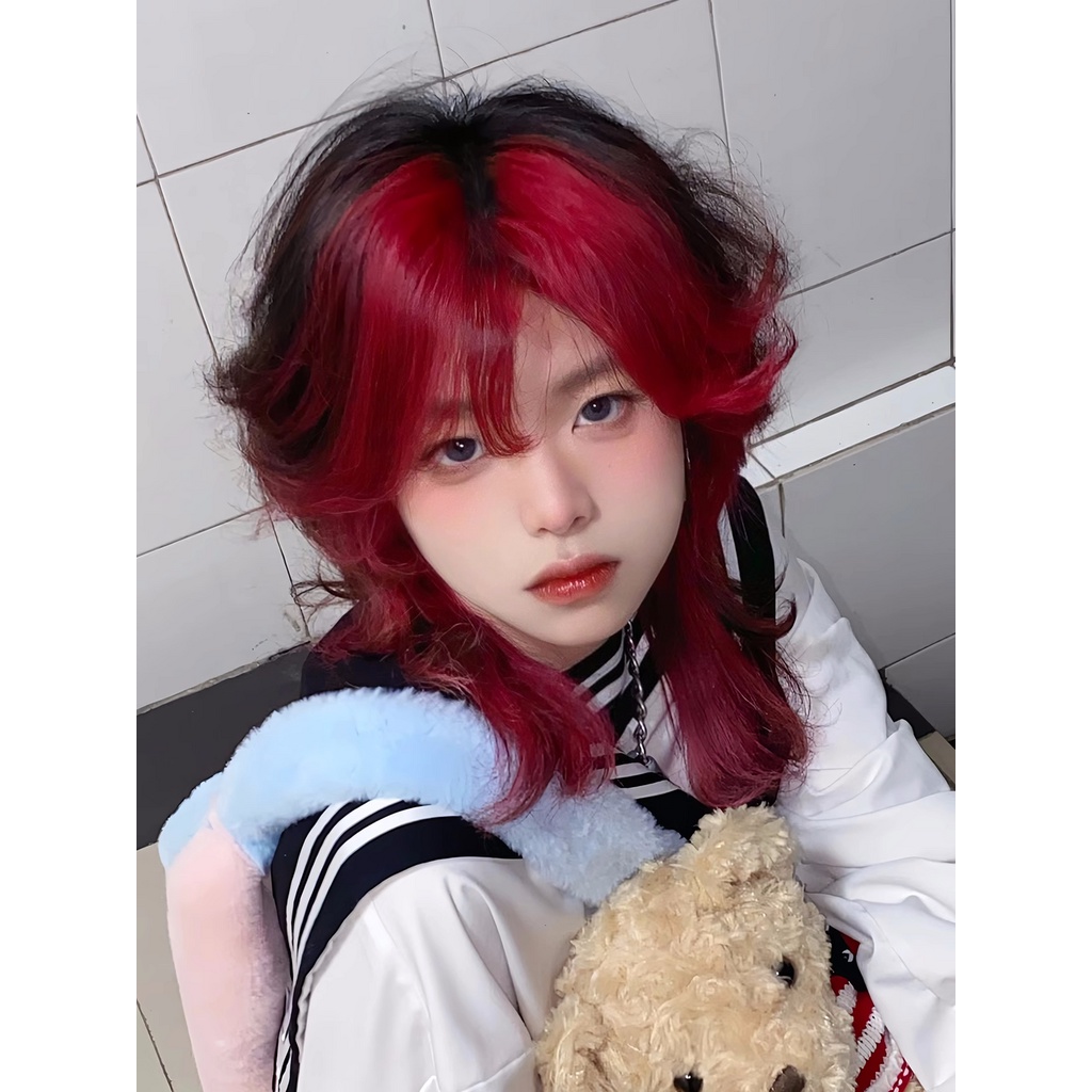 Tóc Giả Màu Đỏ Bắt Sáng Hình Đầu Sói Phong Cách Harajuku Anime Cho Nam Và Nữ