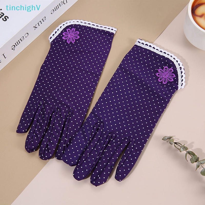 [TinchighV] Găng Tay Lái Xe Mỏng Phối Ren Hoa Chấm Bi Dễ Thương Thoáng Khí Thời Trang Mùa Hè Cho Nữ [Mới]