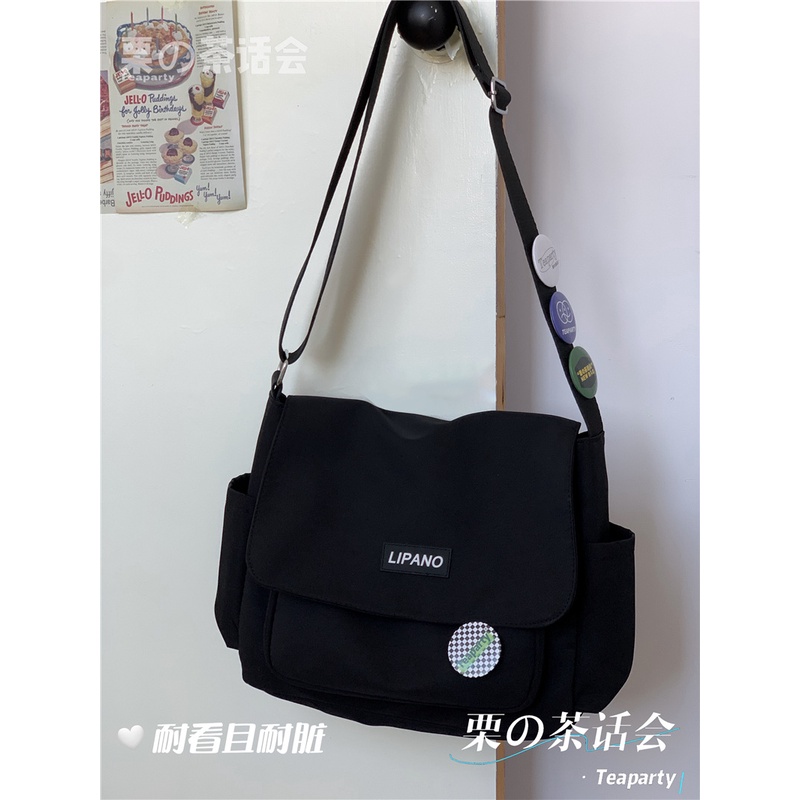 Túi Đeo Vai Vải Canvas Màu Sắc Đơn Giản Phong Cách Nhật Bản