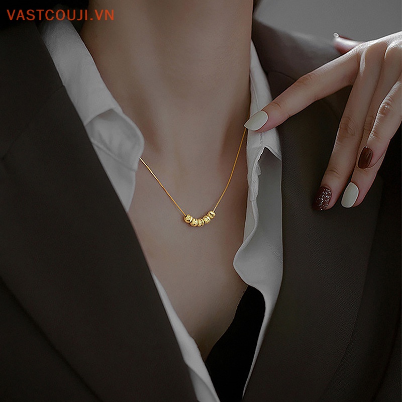 Vòng cổ Chuỗi Hạt Màu Vàng Đơn Giản Thời Trang Hàn Quốc Cho Nữ