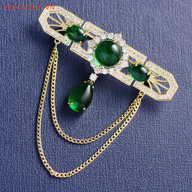 Ghim Cài Áo Chuỗi Tua Rua Đính Đá Pha Lê Chất Lượng Cao Cho Nữ