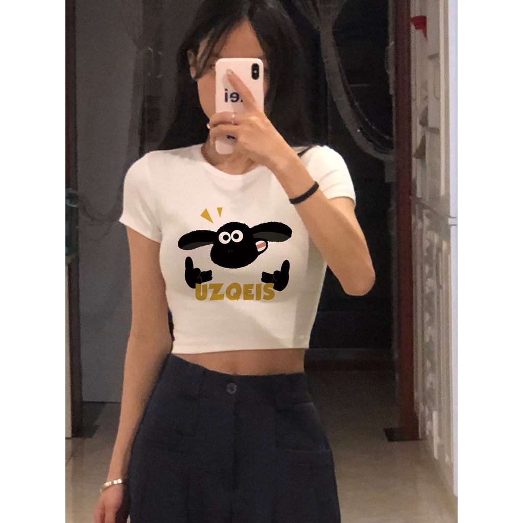 Áo Thun Tay Ngắn Dáng Ôm Màu Trắng Thuần Khiết Phong Cách Mới Mùa Hè Dễ Phối Đồ Cho Nữ