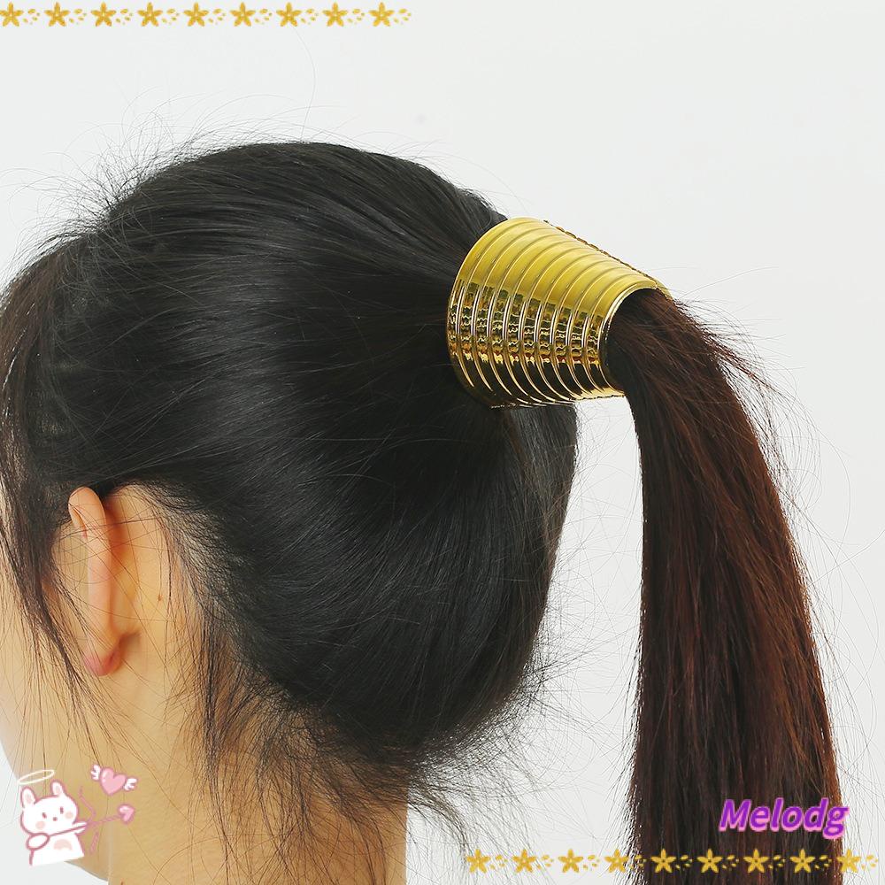 MELODG Set 4 Kẹp Tóc Đuôi Ngựa Bằng Nhựa Màu Vàng / Đen / Bạc Đa Năng Cho Nữ