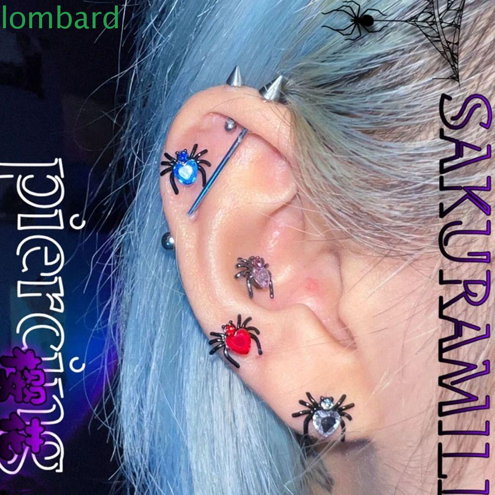 LOMBARD Khuyên Tai Xỏ Lỗ Nhiều Màu Sắc Phong Cách Ins Ngọt Ngào Cho Nữ