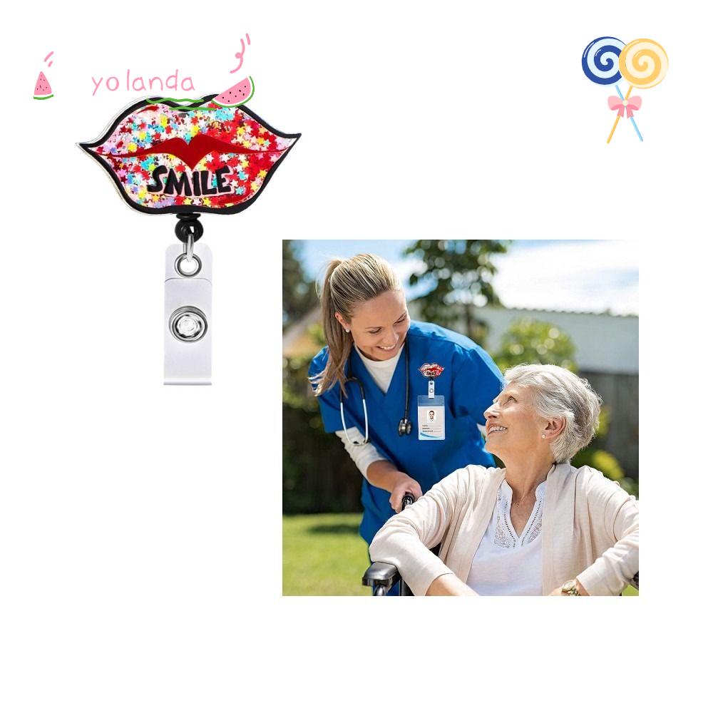 YOLA Túi Đựng Thẻ Id / Thẻ Id Hình Đôi Môi Dễ Thương Có Thể Thu Gọn Cho Văn Phòng