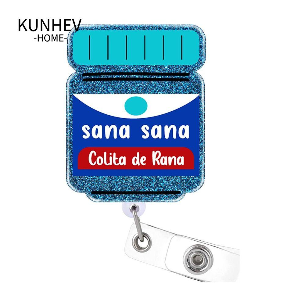 KUNHEV Móc Khóa Có Thể Thu Gọn Bằng Acrylic Đựng Thẻ Id Chai Màu Xanh Dương Mới Cho Văn Phòng