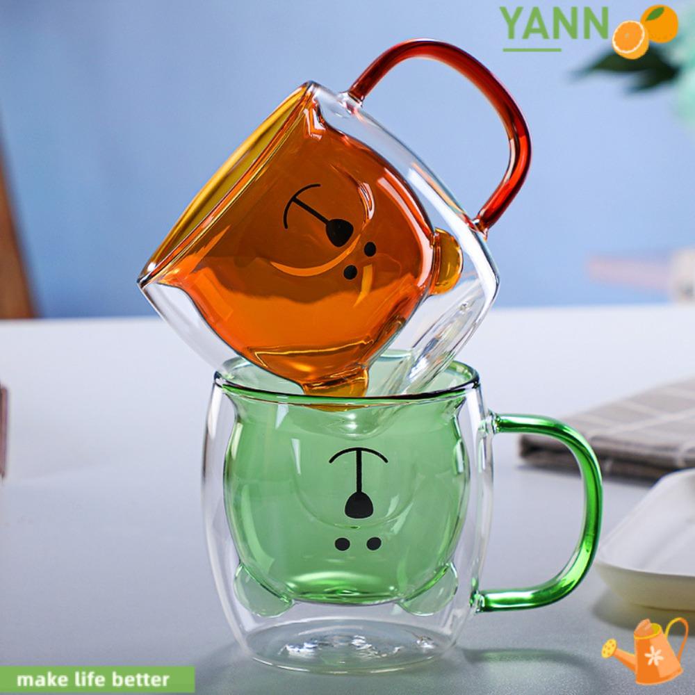 YANN1 Cốc Thủy Tinh Uống Cà Phê Hai Lớp Cách Nhiệt Hình Gấu 250ml