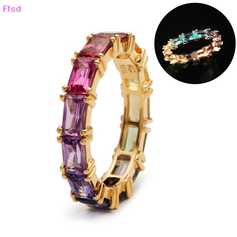 {Ffsd} Nhẫn Đính Đá Zircon Nhiều Màu Sắc Quà Tặng Kỷ Niệm Thời Trang Nữ