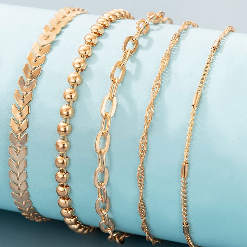 Ygt Set 4 / 5 Vòng Tay Dây Xích Xoắn Bằng Thép Không Gỉ Màu Vàng Kim Làm Quà Tặng Trang Sức Cho Nữ