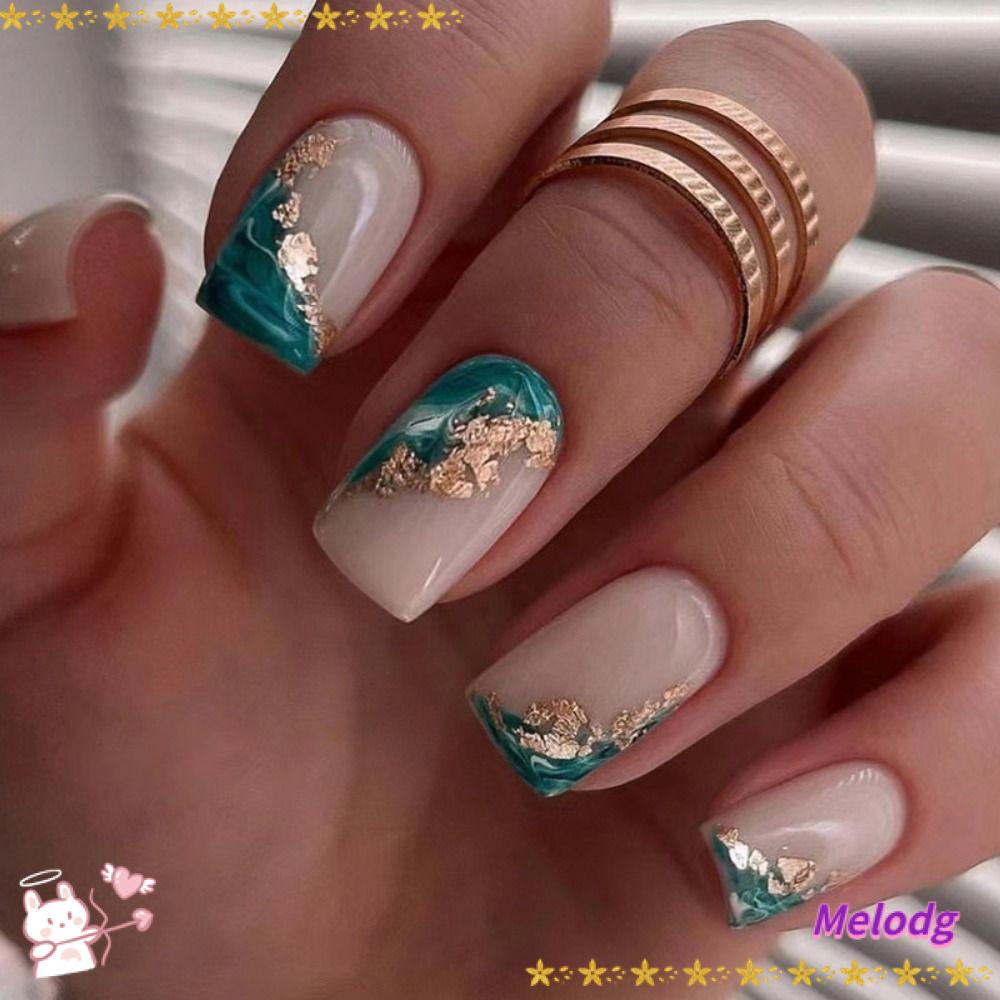 MELODG Móng Tay Giả Đầu Vuông Có Thể Tháo Rời Cho Nữ