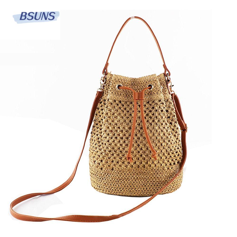 BSUNS Túi Xách Bucket Đan Cói Cỡ Lớn Thời Trang Mùa Hè