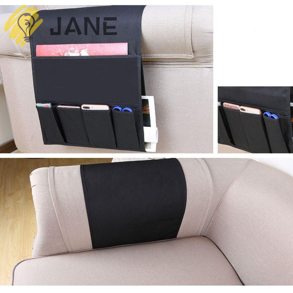 JANE Giá Đỡ Điều Khiển Từ Xa 5 Ngăn Bằng Vải Oxford Màu Đen Chống Trượt Tiện Dụng