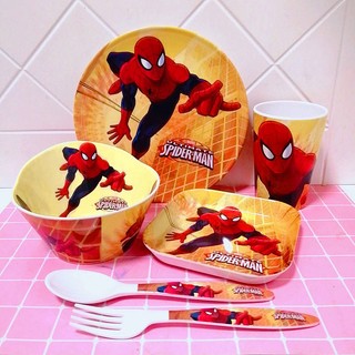 Spider-Man Children's Tableware Set Children's Bowl Baby Solid Food Bowl Children's Compartment Plate Water Cup Household Rice Bowl and Plates kygY