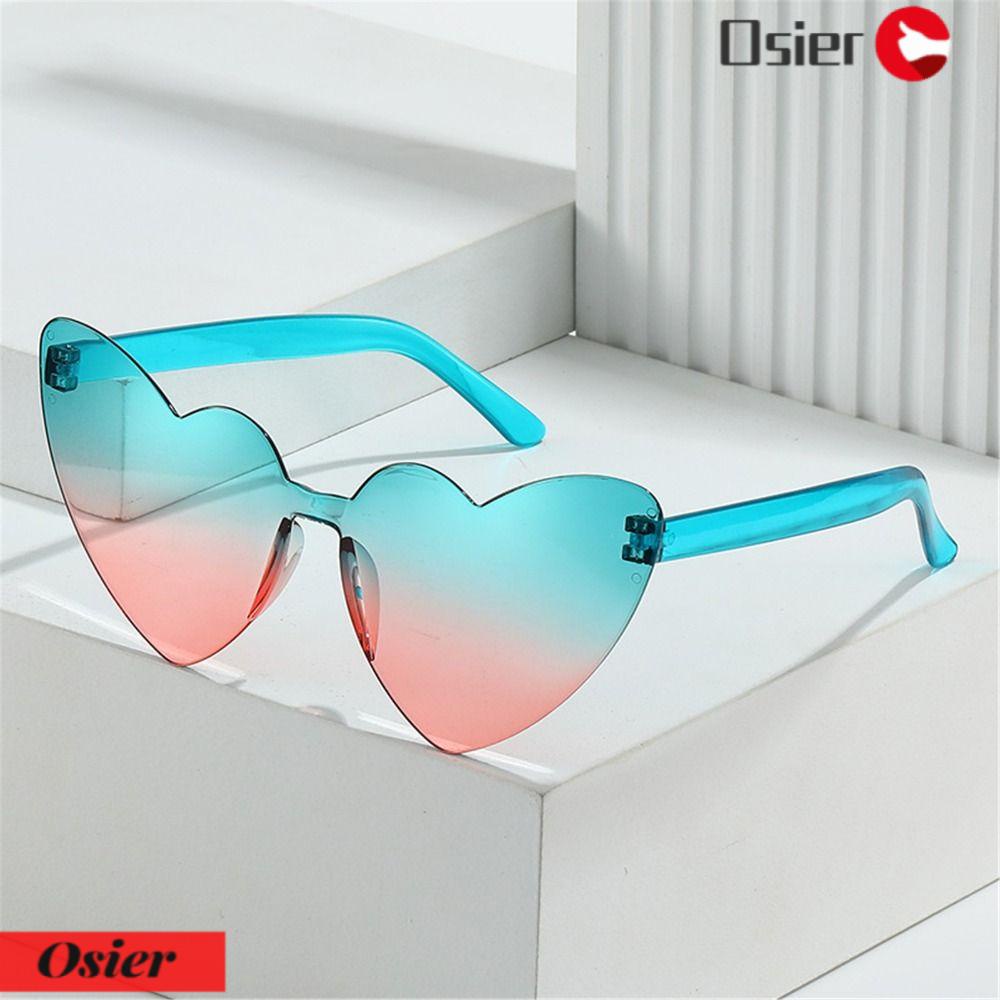 OSIER1 Kính Mát Hình Trái Tim Nhiều Màu Sắc Chống Tia UV400 Không Viền Thời Trang Đi Biển / Du Lịch
