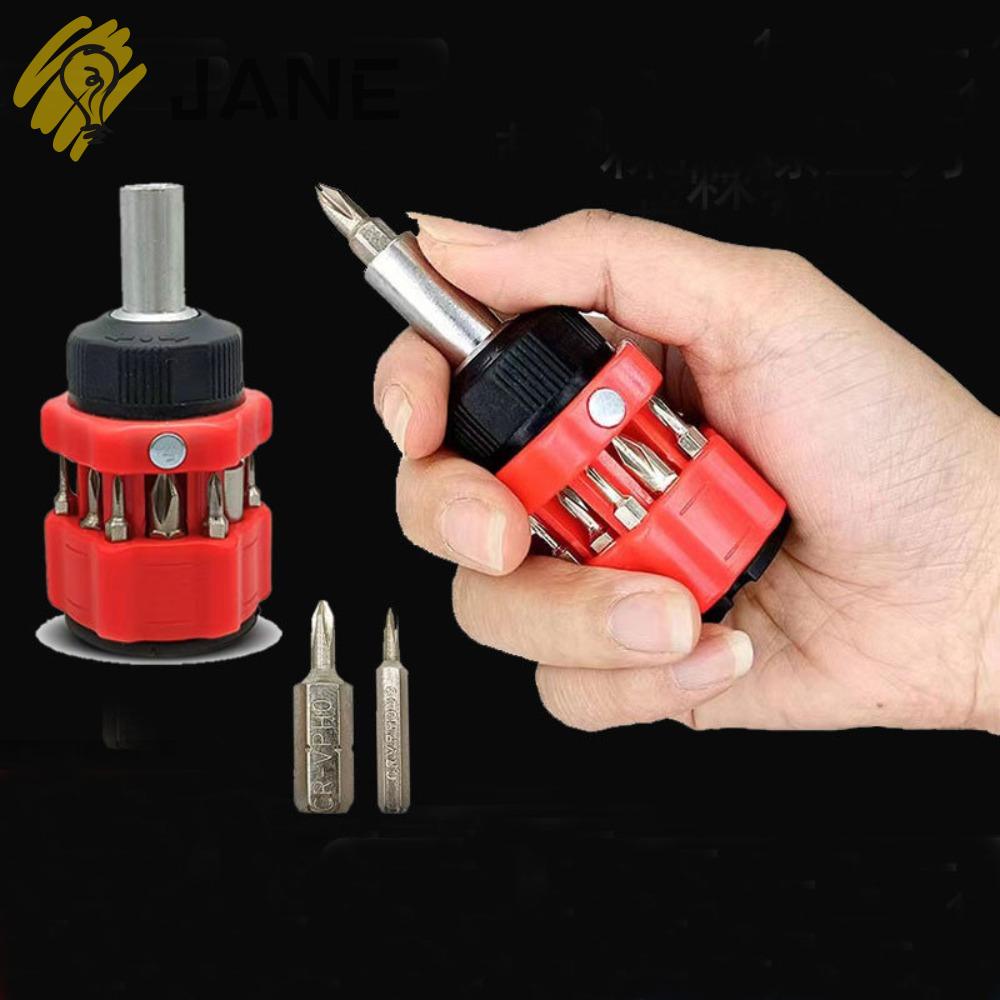 JANE Bộ Tuốc Nơ Vít Phillips 12 Trong 1 Bằng Kim Loại Ngắn Có Rãnh Dùng Để Sửa Chữa Đồ Dùng DIY