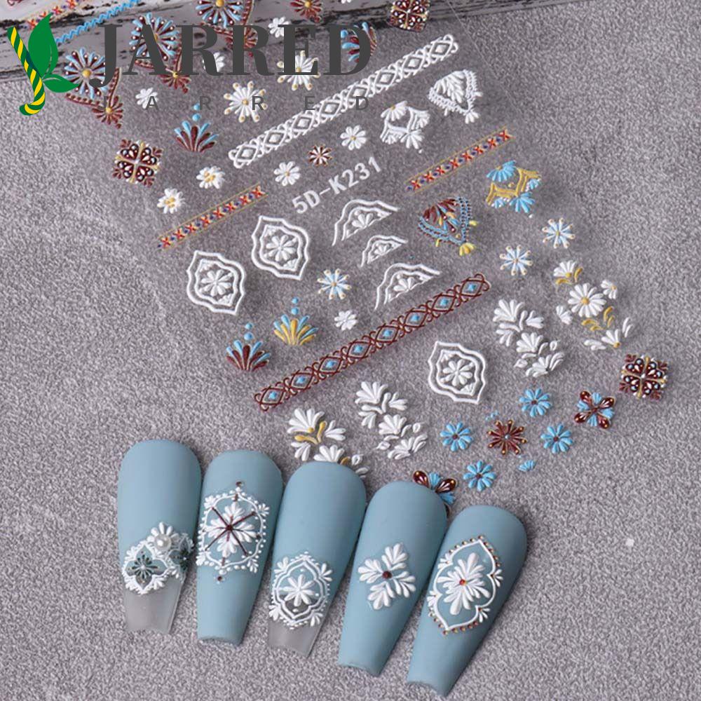JARRED Miếng Dán Trang Trí Móng Tay 5d Hình Hoa Lá Phong Cách Nhật Bản