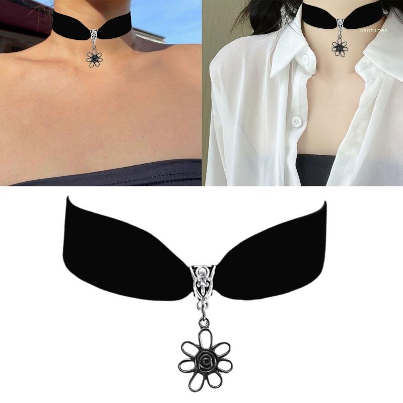 Vòng Cổ Choker Vải Nhung Mặt Hoa Rỗng Đơn Giản Thời Trang Cổ Điển