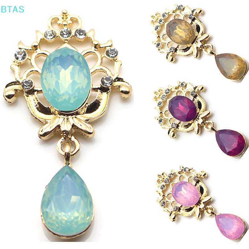 Phụ Kiện Trang Trí Tóc Mặt Đá Pha Lê Hình Giọt Nước Bằng Hợp Kim Màu Vàng Phong Cách Vintage