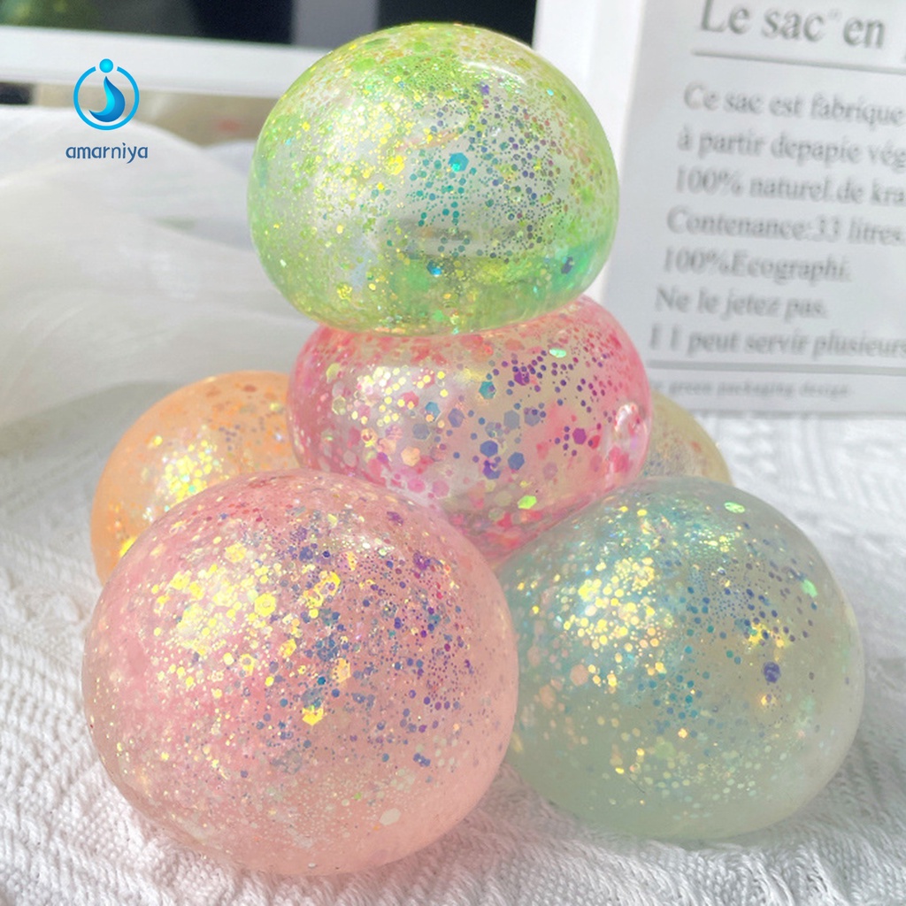 (Shop Amart) Đồ Chơi Bóp Hình Trái Bóng Kim Sa Mềm Giúp Giải Tỏa Căng Thẳng