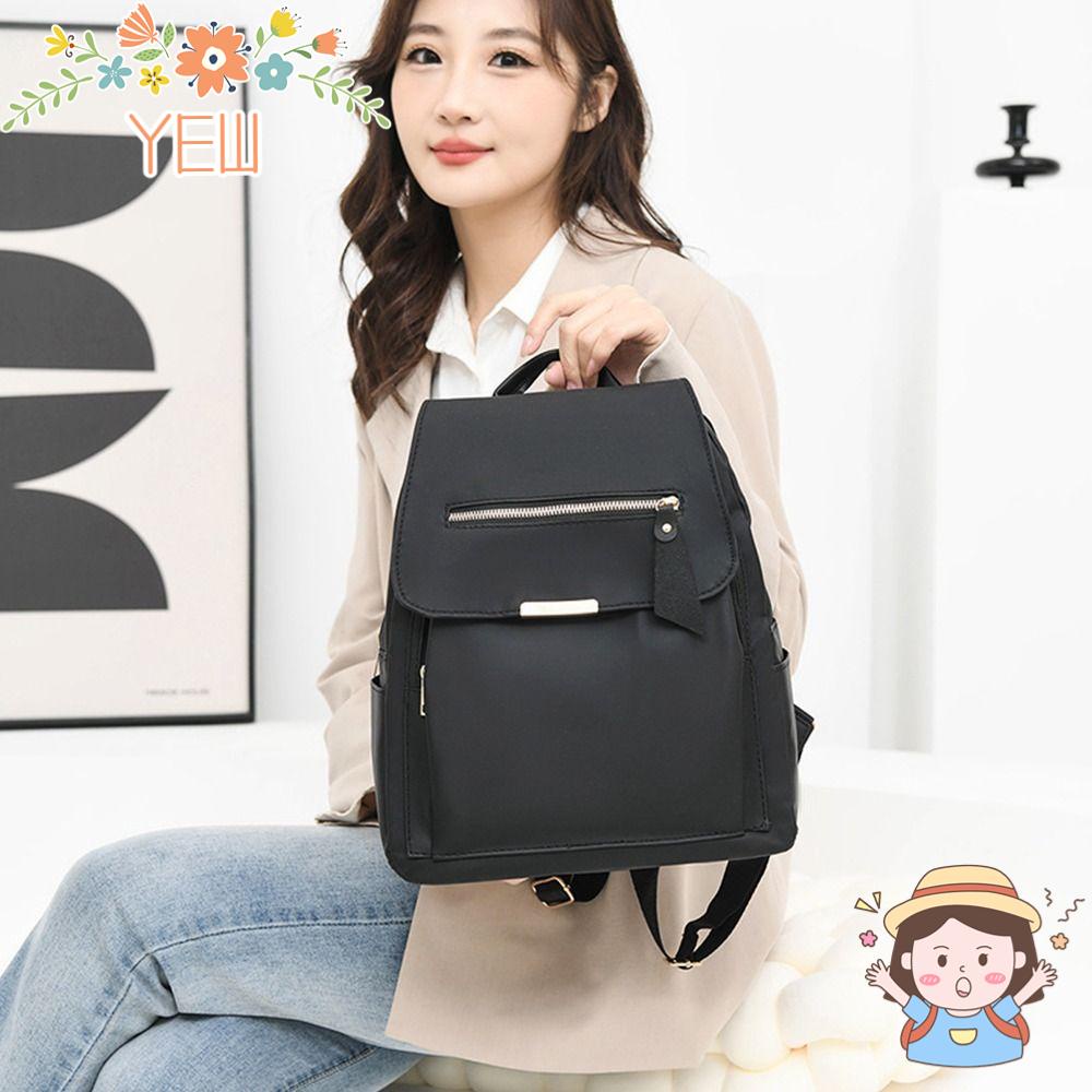 YEW Ba Lô Nylon Màu Đen Chống Thấm Nước Sức Chứa Lớn Đa Năng Dành Cho Nữ Tuổi Teen