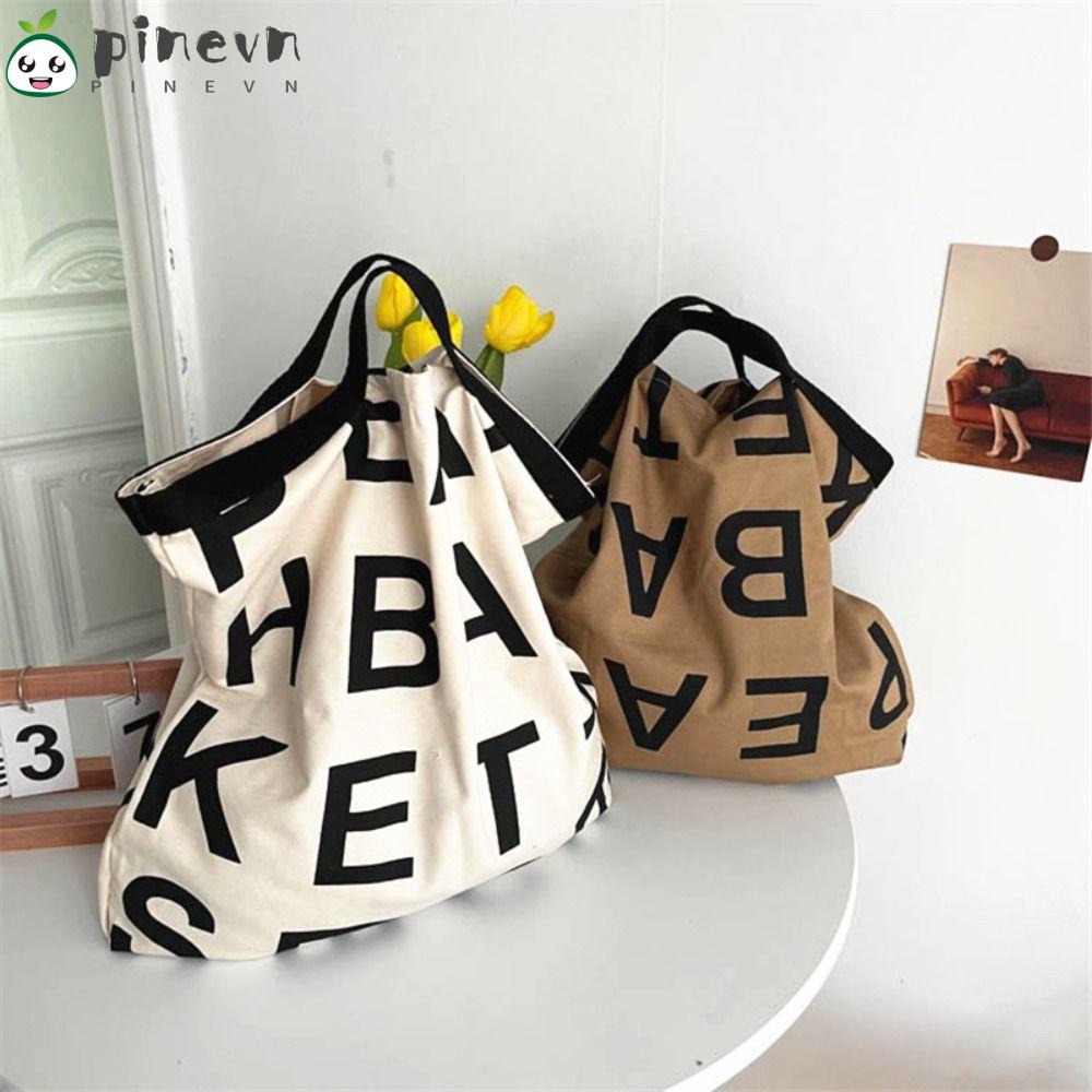 PINEVN Túi Tote In Chữ Thiết Kế Dễ Thương Cho Nữ
