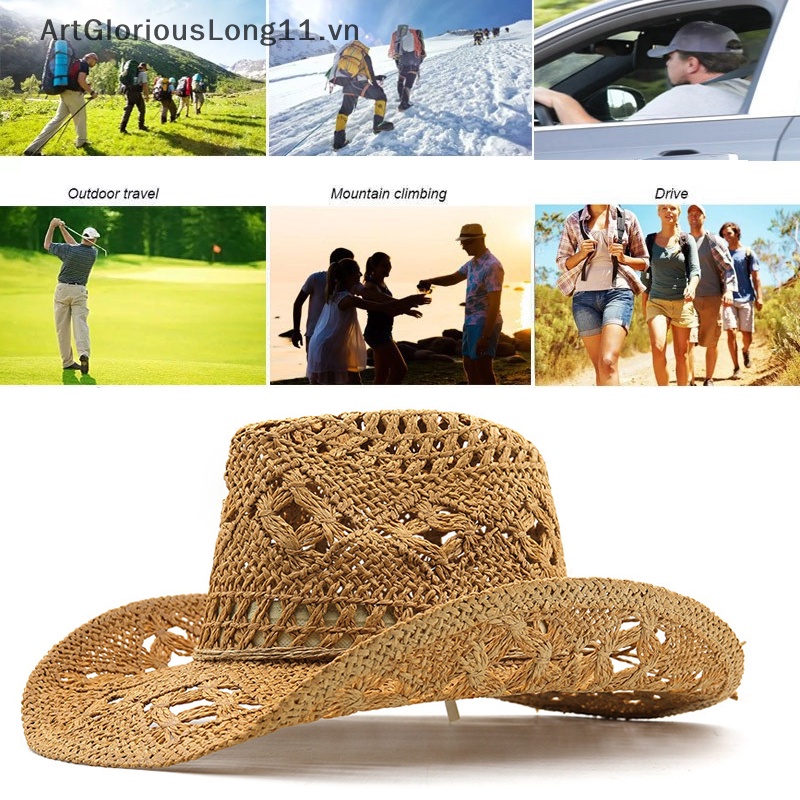Nón Rơm Cao Bồi Đục Lỗ Thời Trang Mùa Hè Cho Nam Và Nữ